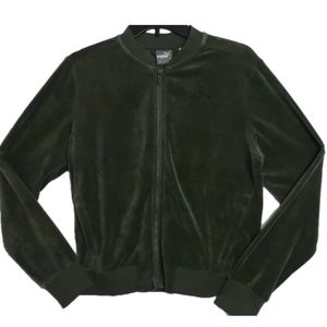 Puma Full Zip Olive Night Velour Track Jacket